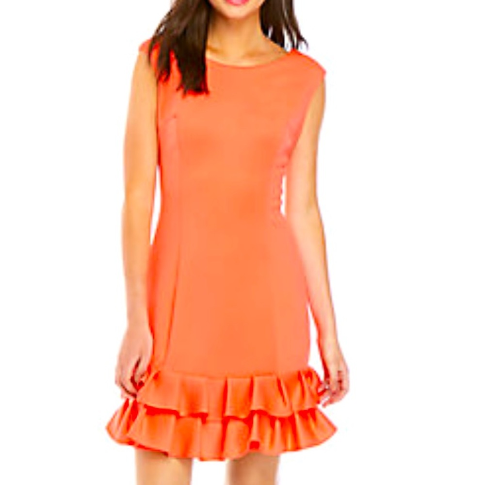 New DONNA RICCO Ruffle Hem Sheath Dress